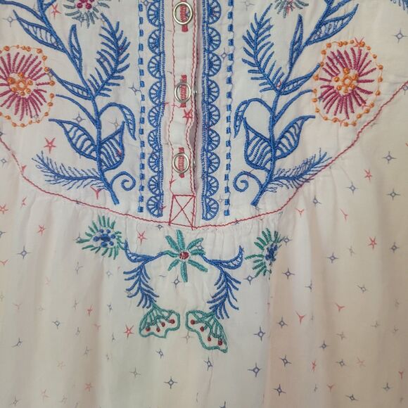Johnny Was 3J Workshop Boho Floral Embroidered Top S Festival Multicolor Peasant - Picture 12 of 13